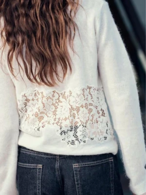 Vit spetsstickad tröja från Zara - Söker tröja från Zara XS-S