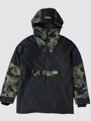 CLWR svart vindjacka med camomönster - Svart vindjacka från CLWR med camomönstrade detaljer. Dragkedjeförsedd känguruficka. Justerbar huva och half zip framtill. Ventilationsöppningar under armarna. Liftkortsficka. Lätt vadderad. Endast använd 2 gånger. Nypris: 2199kr