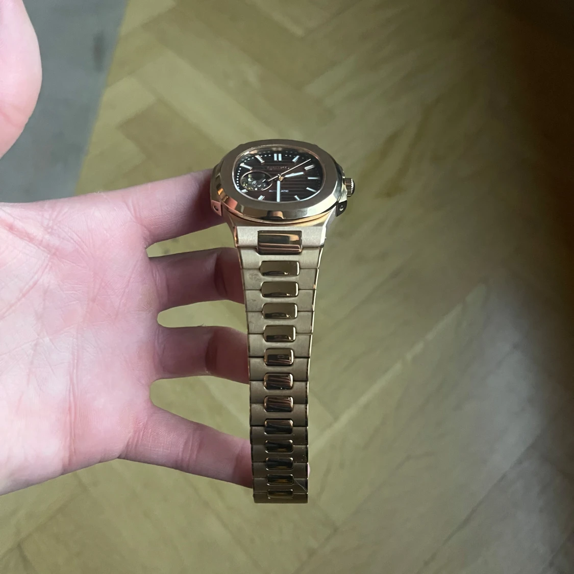 Seiko Mod Nautilus – Rose Gold Open Heart (Brun) - 3