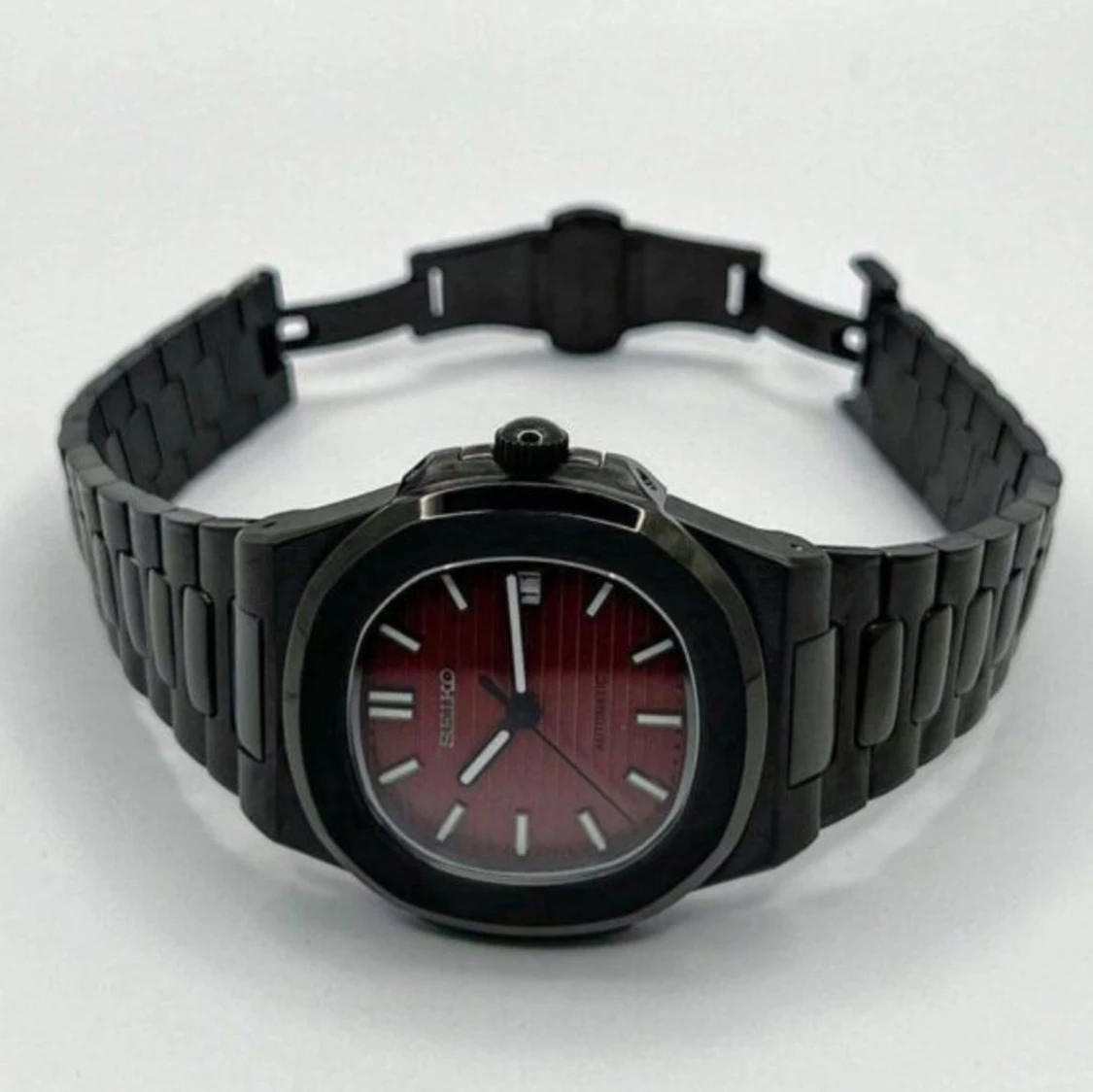 Seiko automatisk klocka med röd urtavla - 1