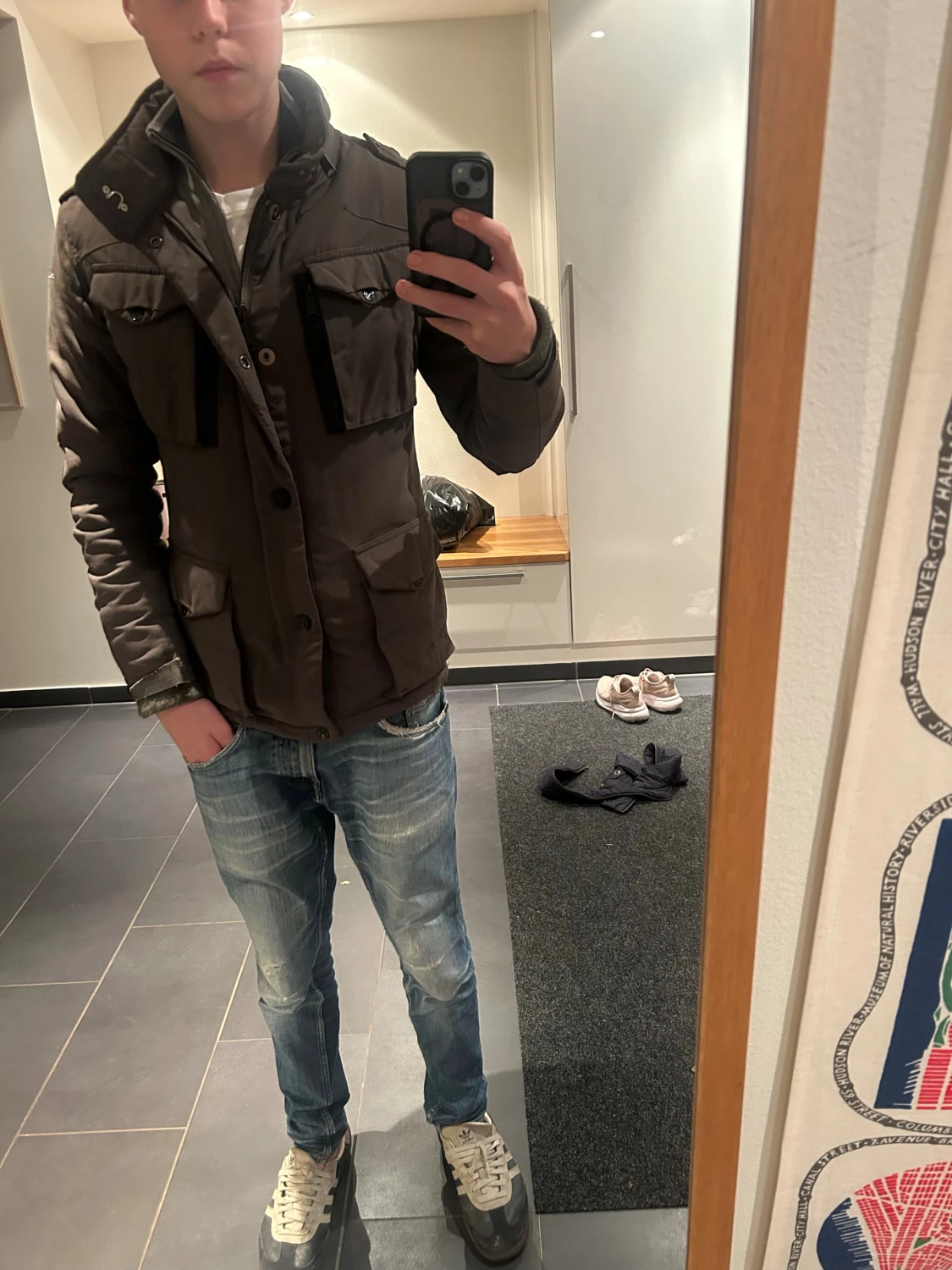 Schott grön fieldjacket fodrad