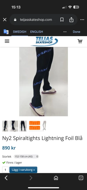  Konståkningsleggings  - Säljer mina Spiraltights Lightning Foil i blått, köpta från Teijas Skateshop. passar ca 152–158 cm Leggingsen är i väldigt skick, stretchiga och väldigt varma perfekta för träning på is. Andvända men väldigt välskötta