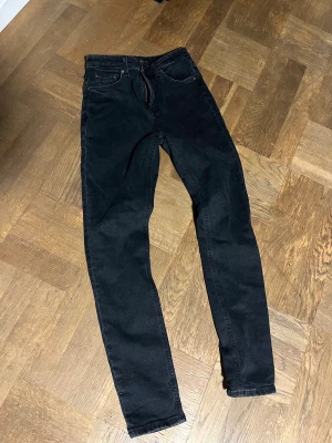 Svarta Nudie Jeans Skinny 29/30 - Säljer ett par svarta Nudie Jeans i skinny fit, storlek 29/30. Klassisk femficksmodell med dragkedja och kopparfärgade nitar. Jeansen har en smal siluett och är tillverkade i mjukt jeansmaterial med stretch för extra komfort.