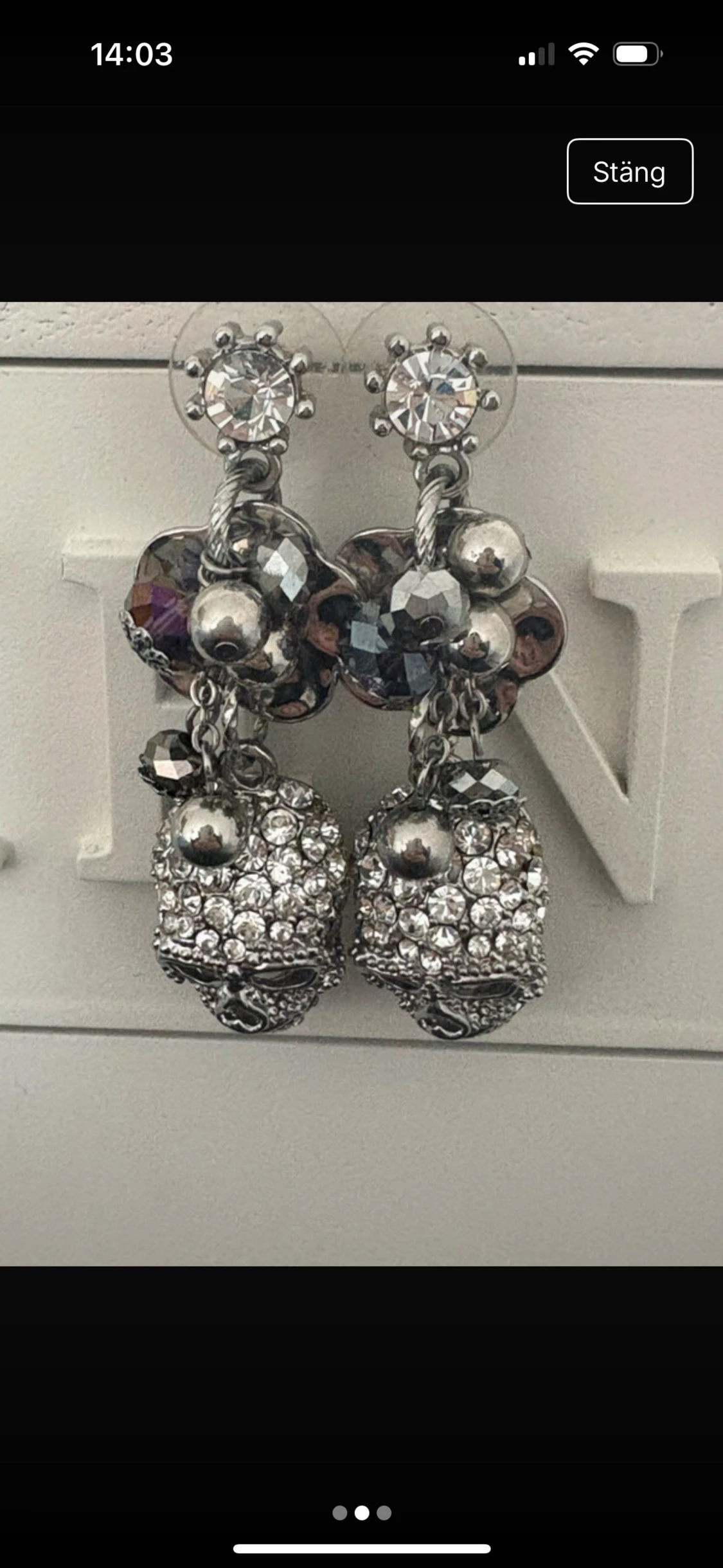 Glittriga döskalle-örhängen i silver - 1