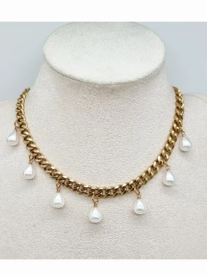 Handgjort halsband  - Stilfullt halsband. Kedjetjocklek-7mm .Nickelfri. Högkvalitativ rostfritt, 18K guldpläterat stål 316 .