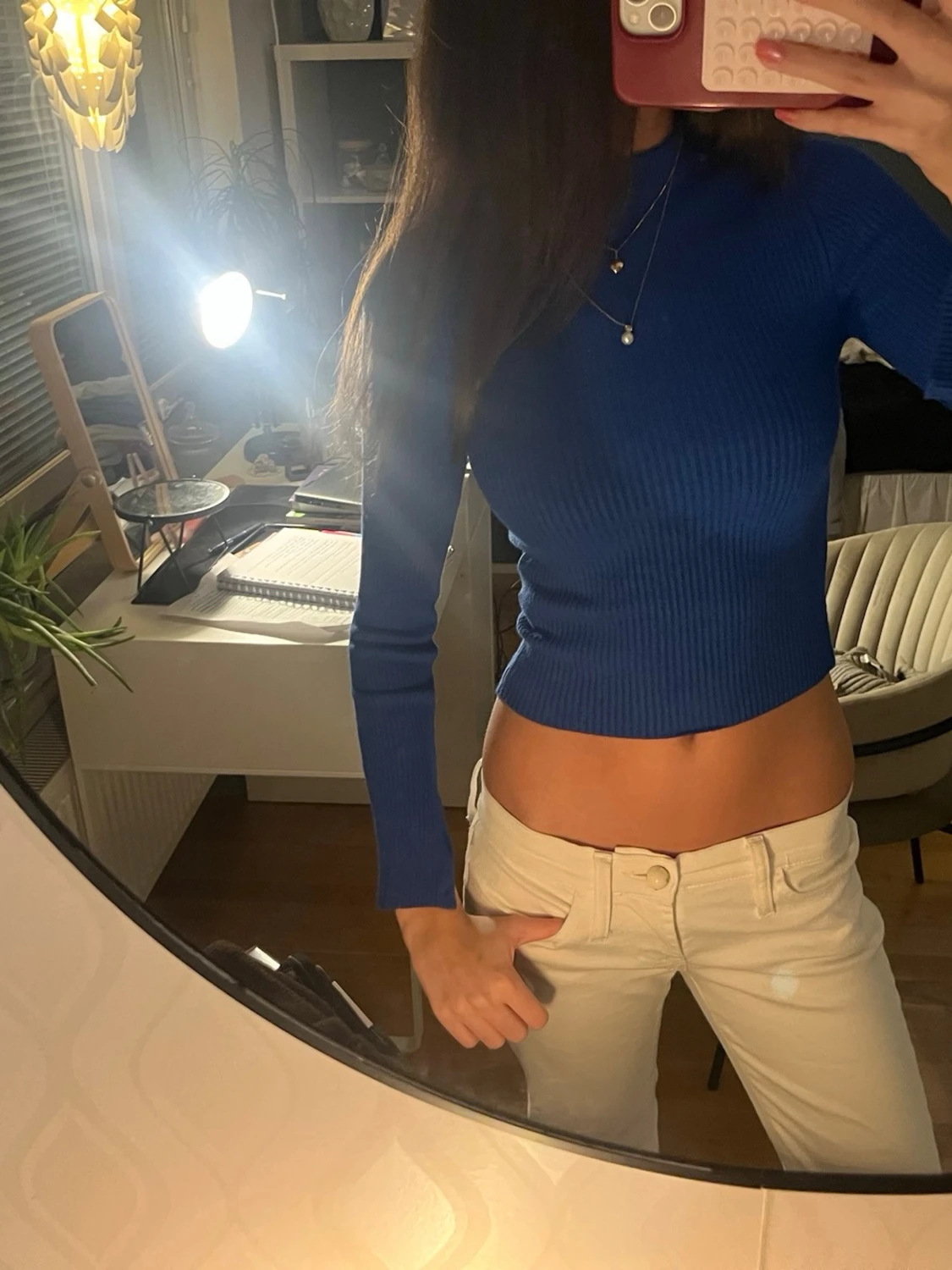 Blå långarmad topp - 1