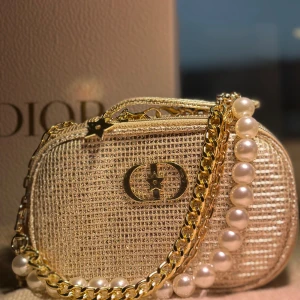 Gold Elegant Holiday Purse  - Holiday Vanity bag from C. Dior can be worn as shoulder strap and cross buddy straps are removable comes with the Dior Box