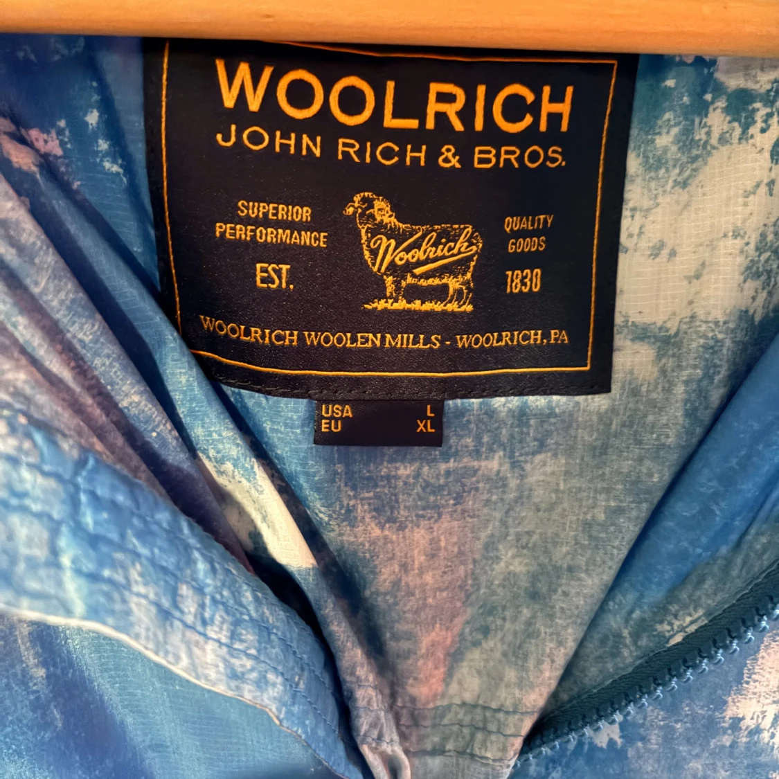 Blå mönstrad vindjacka Woolrich - 1