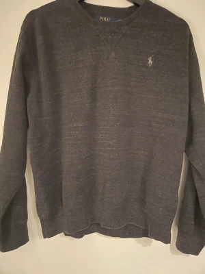 Mörkgrå tröja från Polo Ralph Lauren - Mörkgrå tröja från Polo Ralph Lauren med klassisk rund hals och diskret broderad logga på bröstet. Tröjan är långärmad och har ribbade muddar vid ärmslut och nederkant. Perfekt för dig som gillar stilren och enkel design.