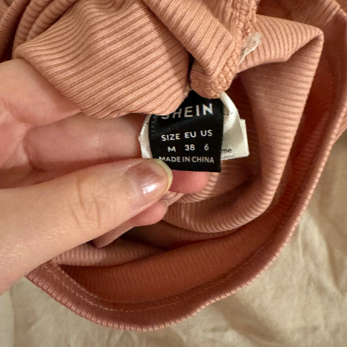 Rosa ribbad långärmad topp från SHEIN - 2