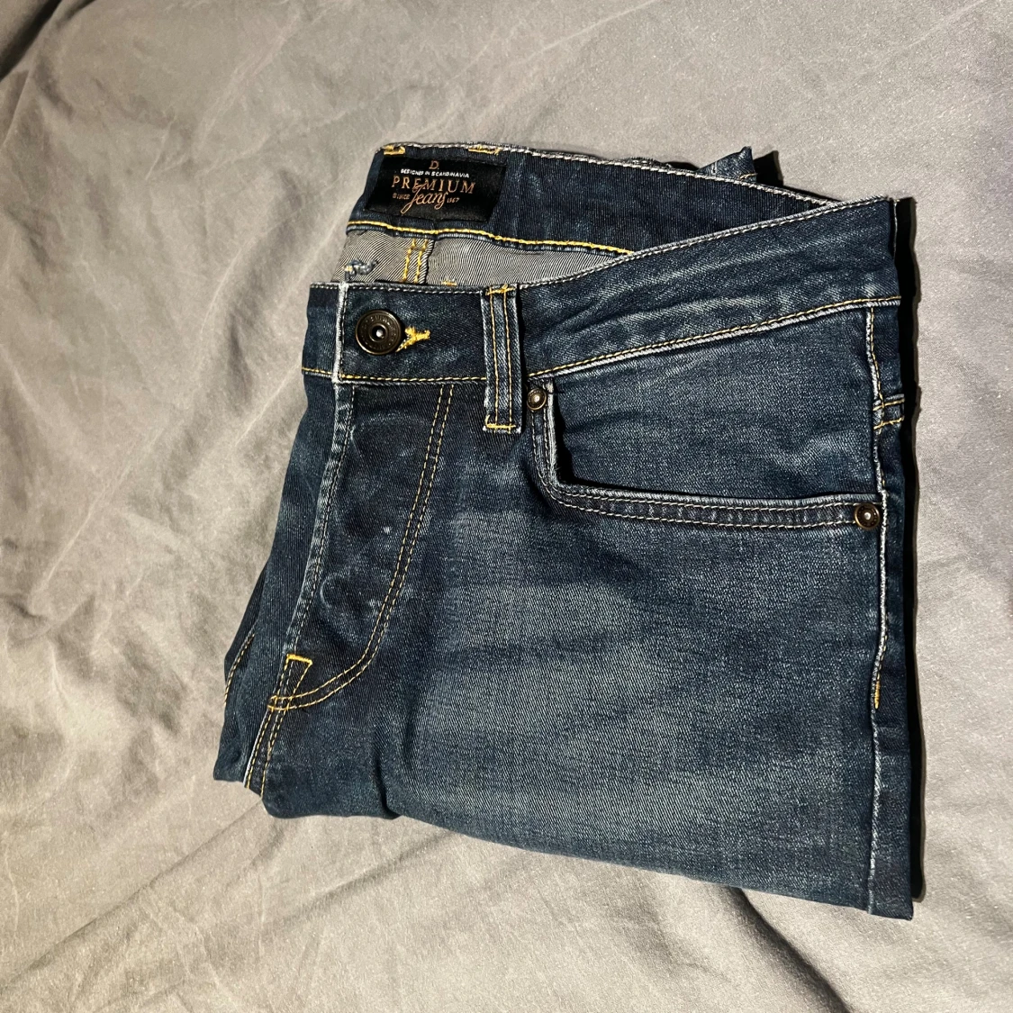 Premium Jeans blå raka herrjeans