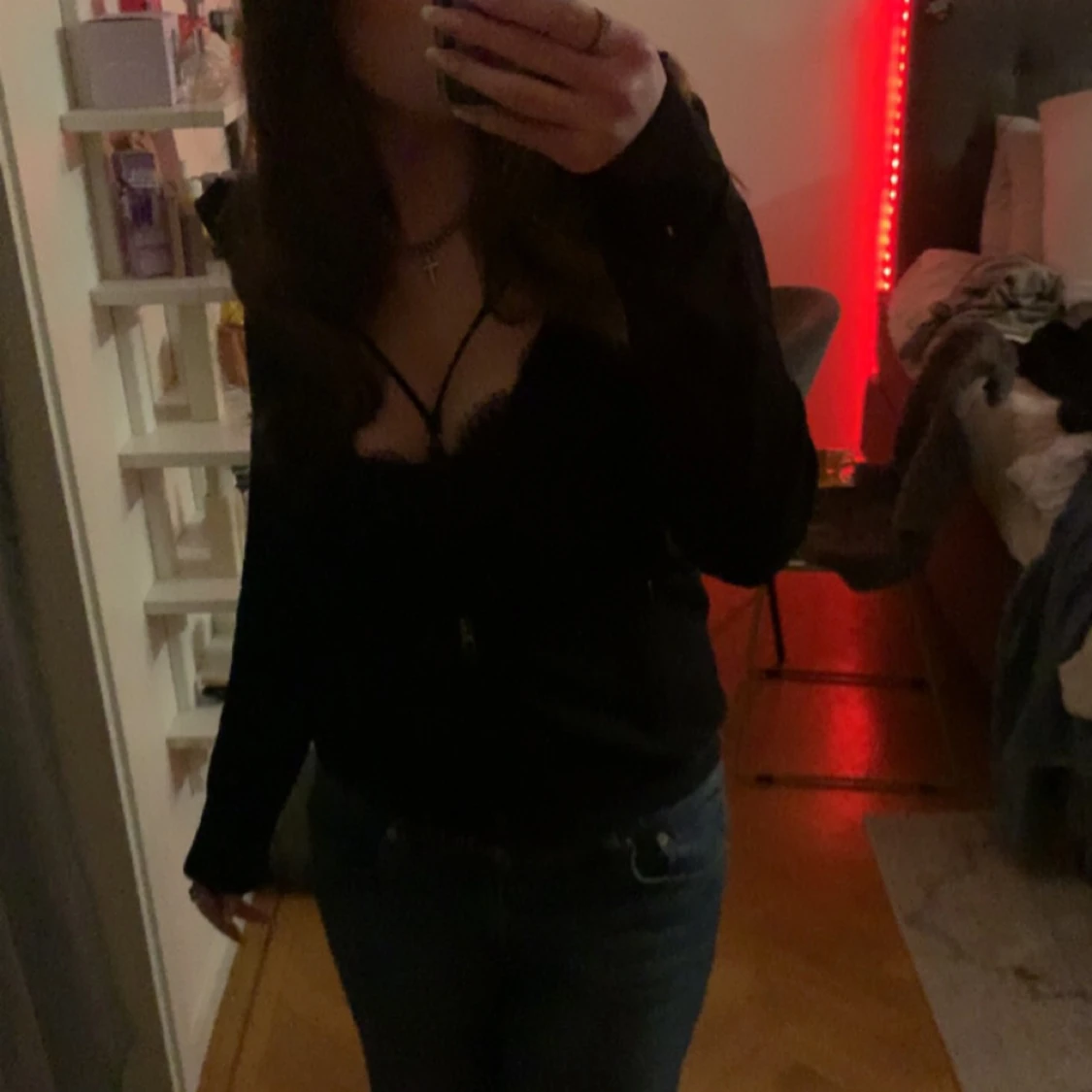 Svart spets bh med detaljer - 2