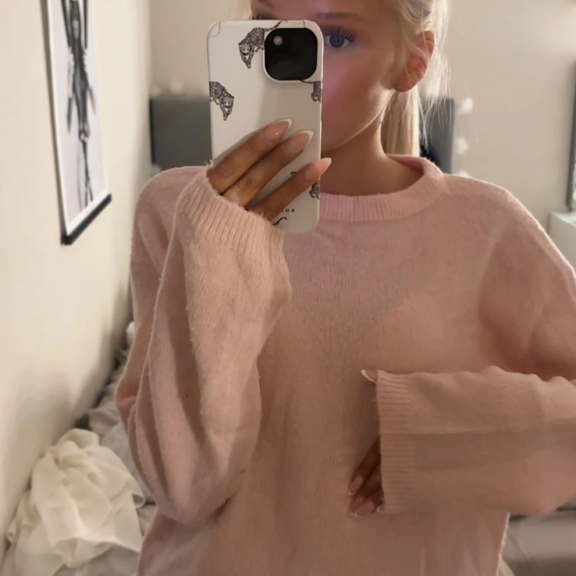 Ljusrosa stickad tröja XS