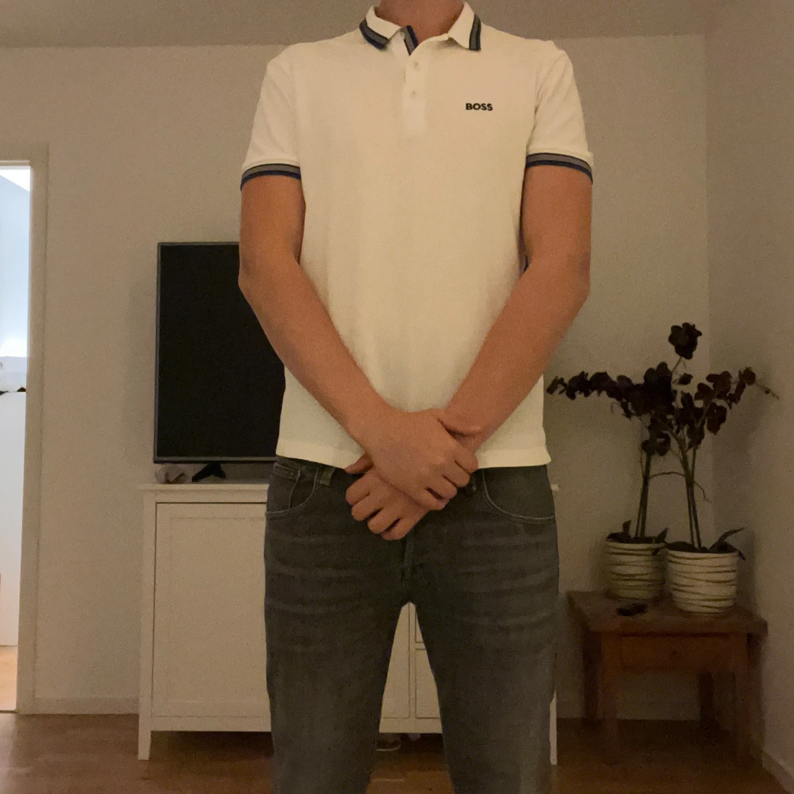 Vit pikétröja från BOSS, storlek S - 2