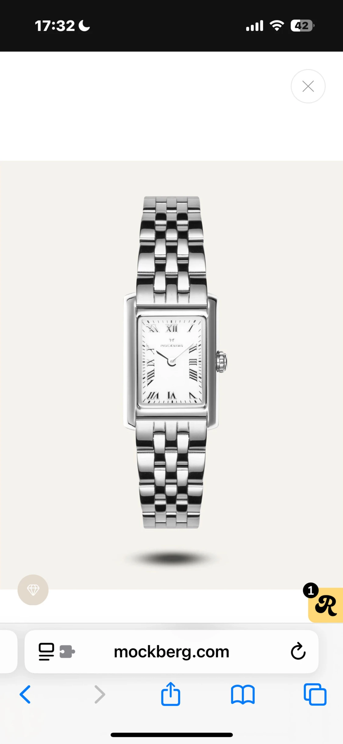 Mockberg rektangulär silverklocka