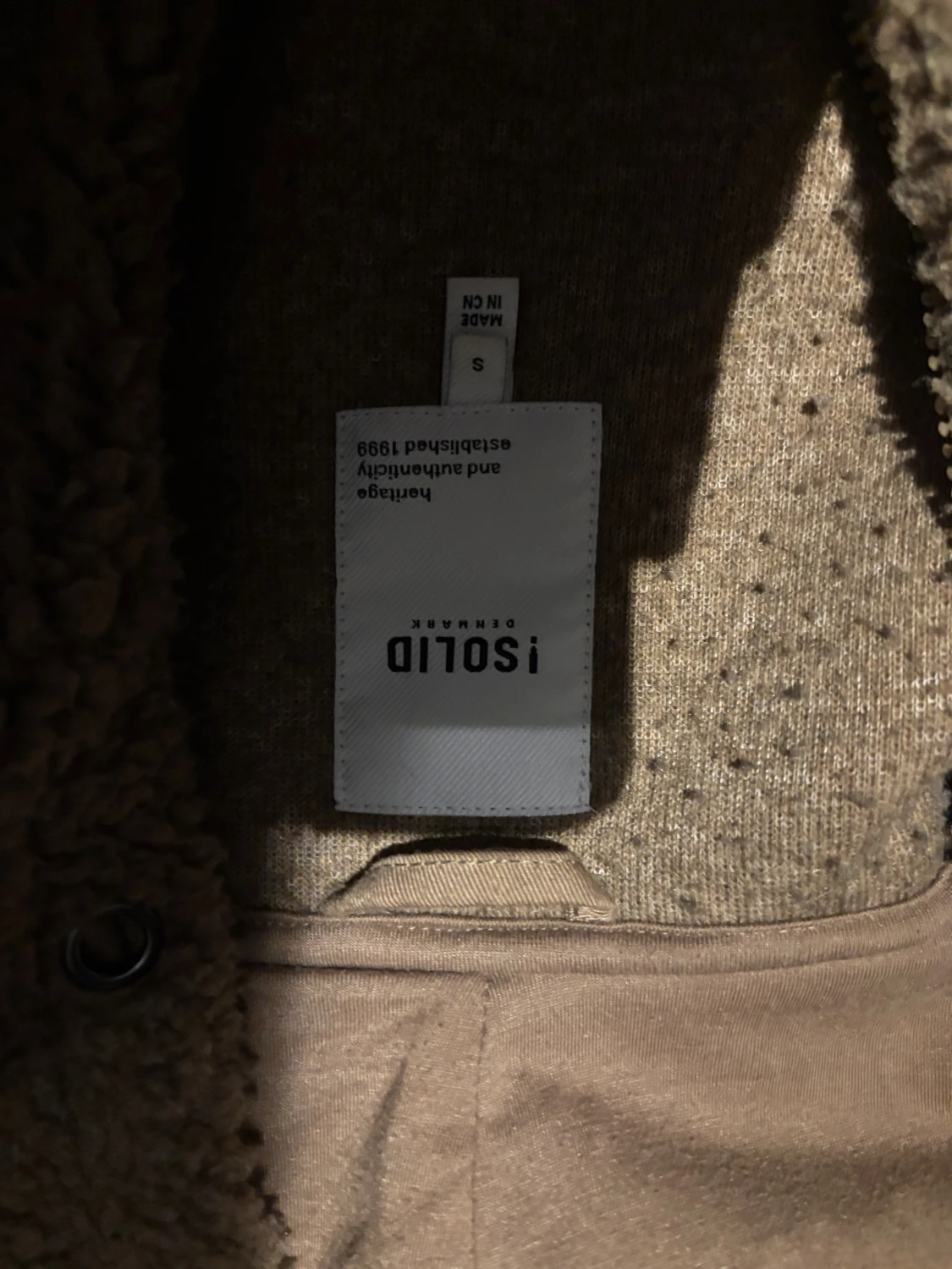 Brun/mörkgrön  teddyjacka med huva från Solid - 3