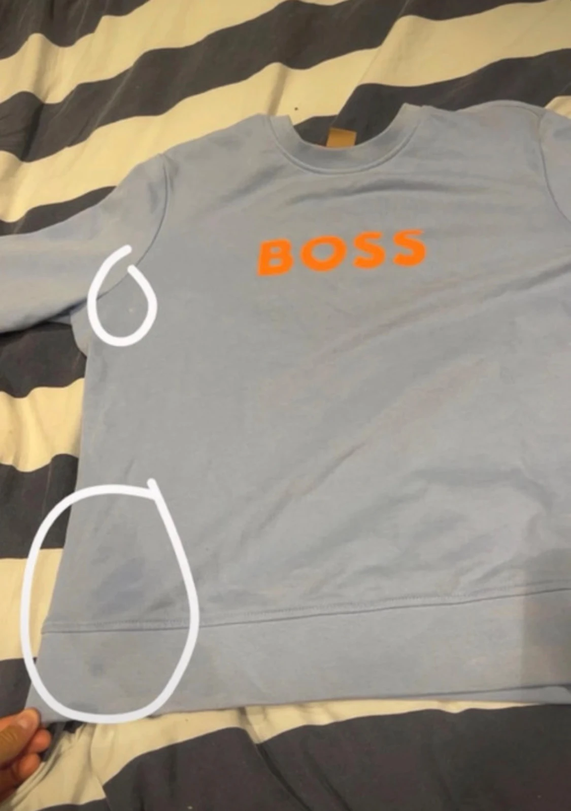 Ljusblå BOSS sweatshirt med orange tryck - 1