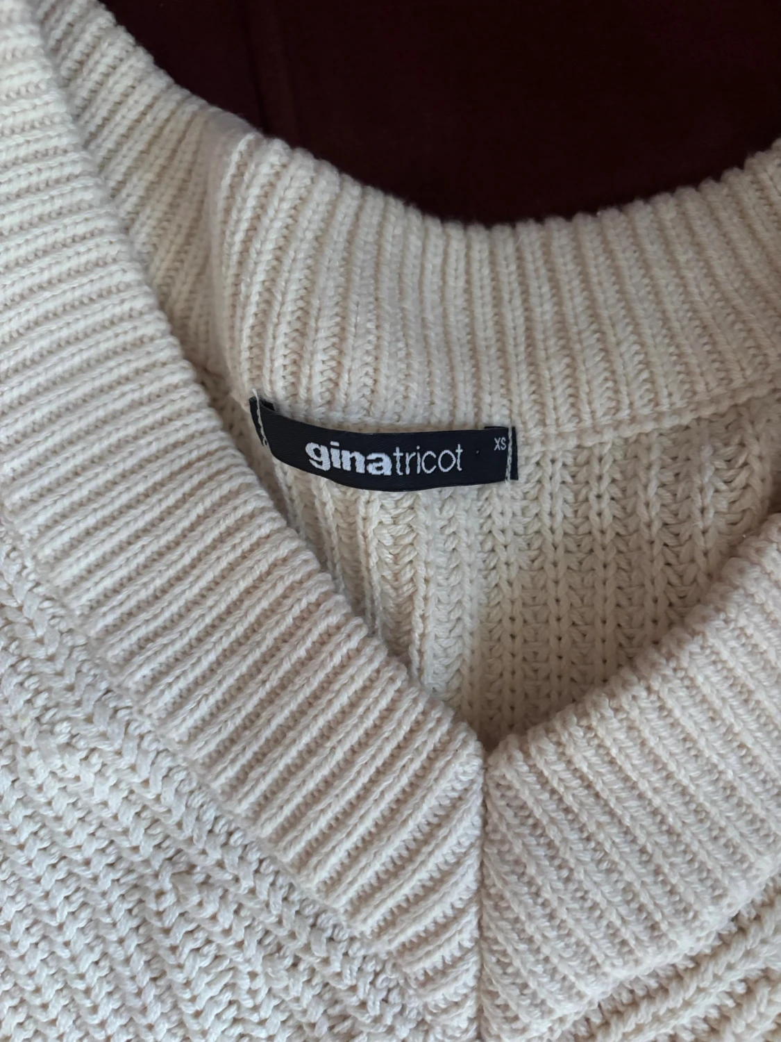 Krämvit stickad croppad topp - 5