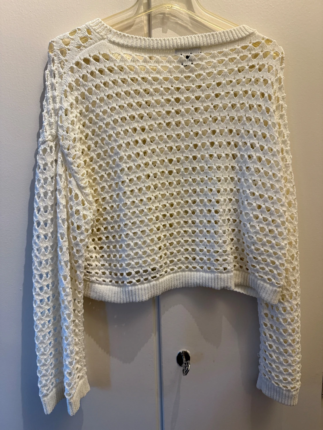 Vit stickad croppad tröja Massimo Dutti - 1