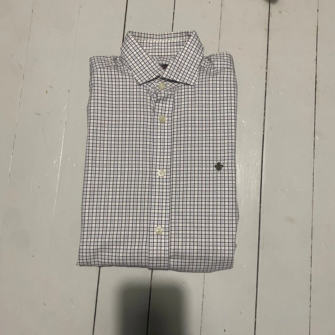 Rutig vit Morris skjorta med broderi - 2