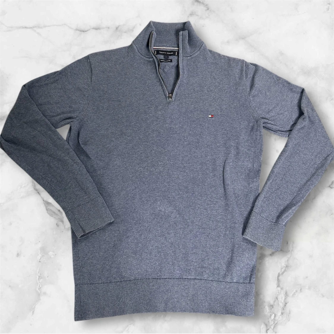 Blå half zip tröja Tommy Hilfiger