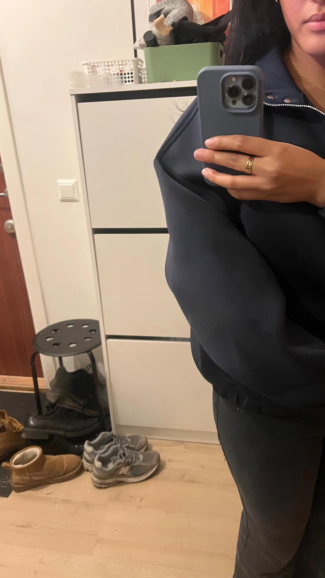 Mörkblå oversized bomberjacka - 2