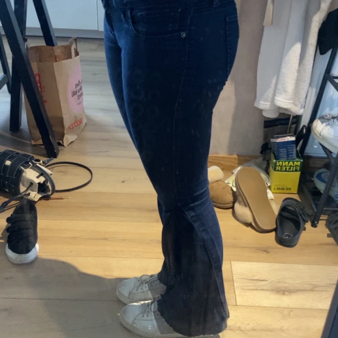 Mörkblå low waist bootcut - 3