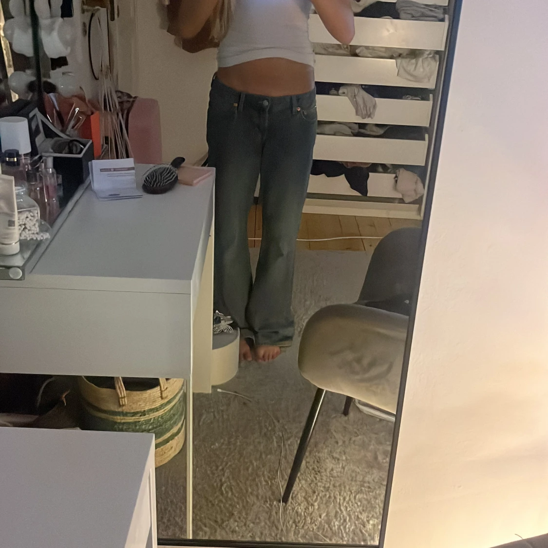 Blåa Weekday jeans bootcut - 1