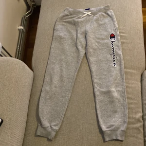 Campion kläder - Grå Champion mjukisbyxor i storleken M (barnstorlek) säljs för 100kr, har använts men är fortfarande i bra skick. Svart Champion hoodie i storleken XS (barnstorlek) säljs för 50kr, små vita fläckar på fickan men inga problem annars. 