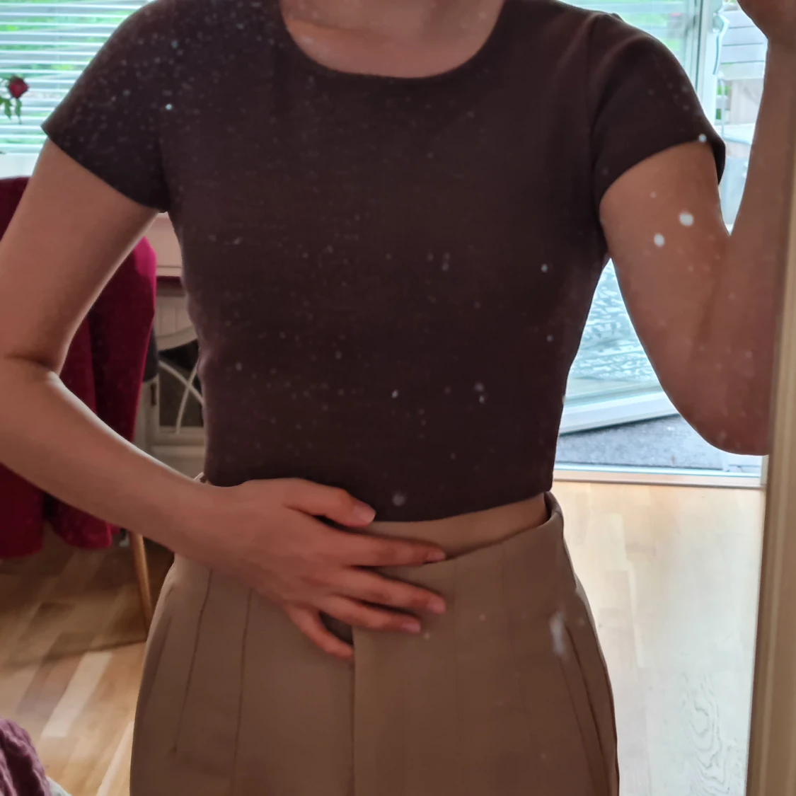 Brun croppad tröja - 90