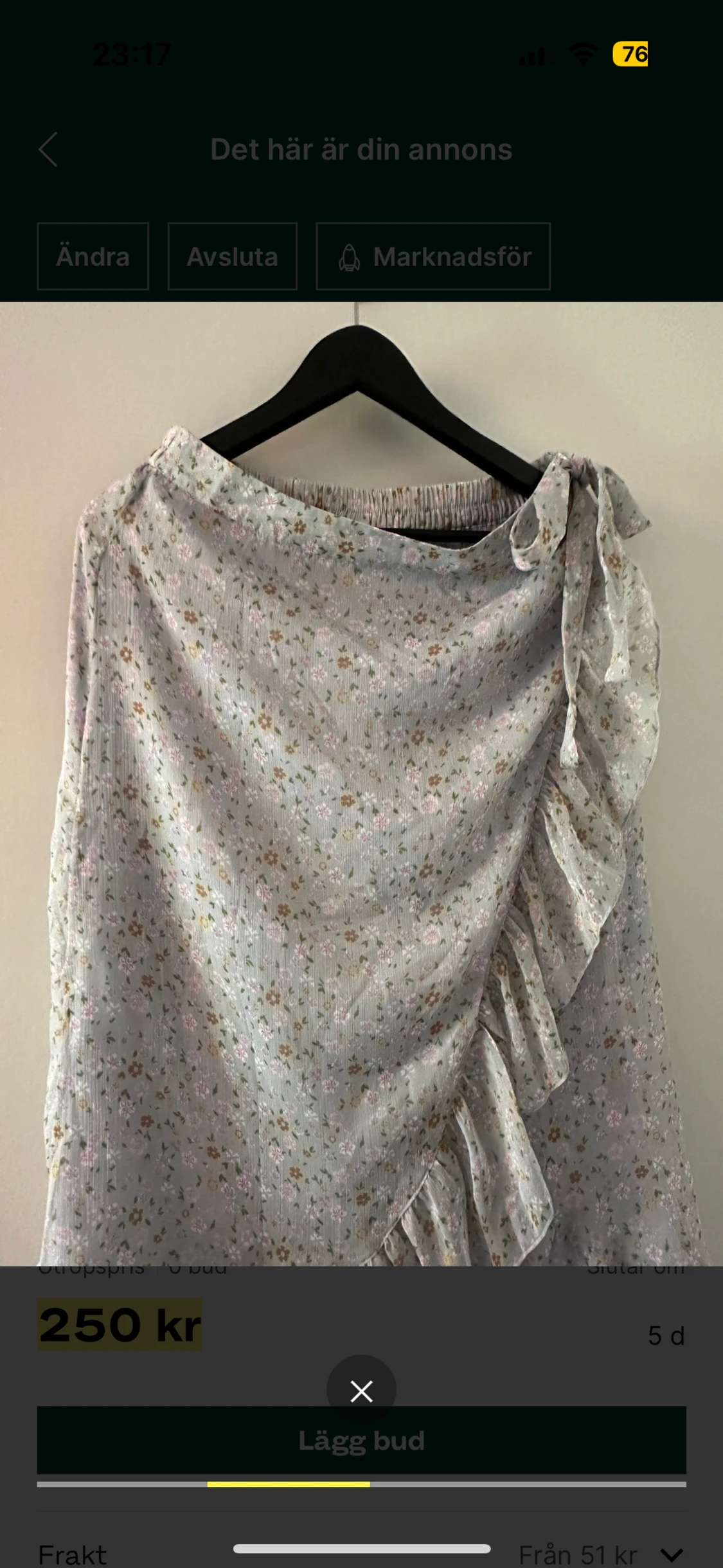 Ljusblå volang kjol - 90