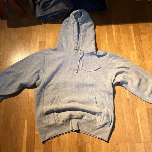 SNS hoodie - Grå SNS hoodie från deras affär i Tokyo, SNS Tokyo café. Tryck på magen och ryggen. Storlek: L men passar för S Defekt, grå fläck på ens ärmen, syns dock inte mycket pga färgen.