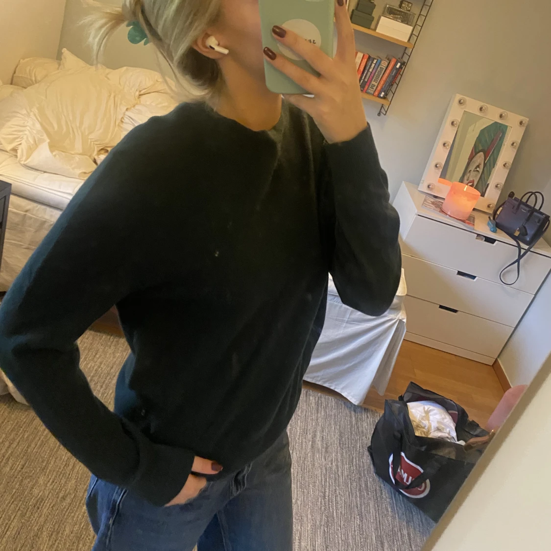 Mörkgrön Kashmir tröja  - 90