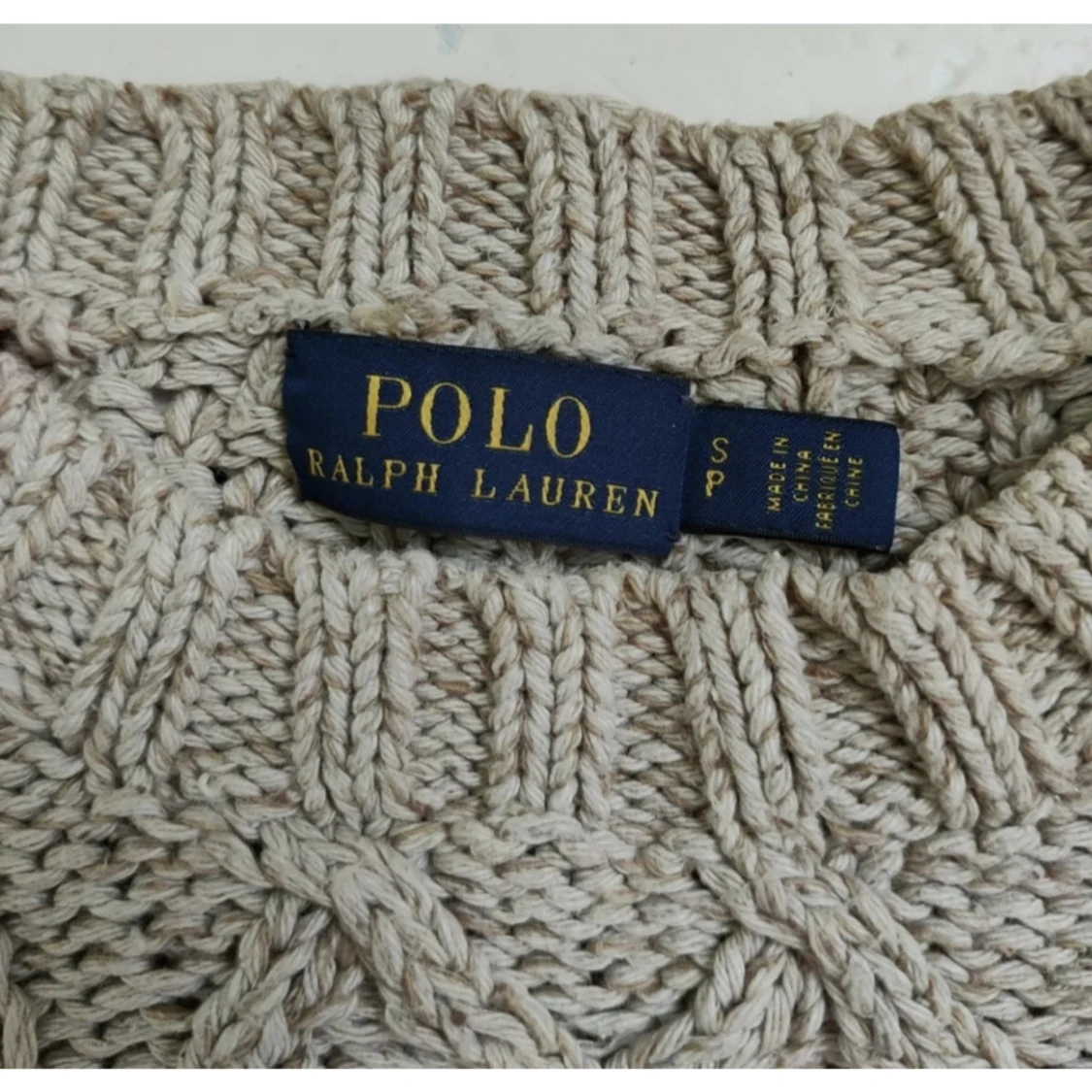  beige/bruna stickad tröja från ralph lauren - 90