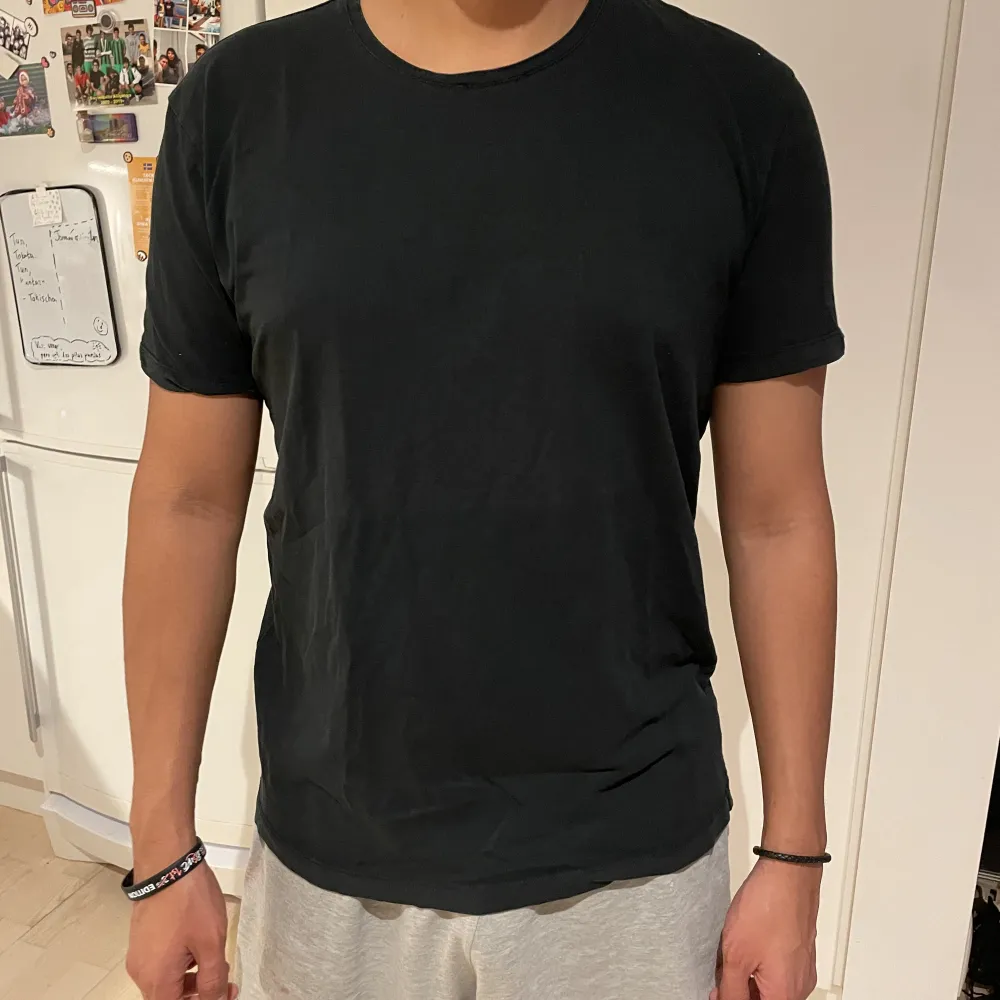 Svart t-shirt från Massimo Dutti i stl S. Använt skick men hel och ren. 95% bomull, 5% elastan. Skriv gärna för fler bilder✨. T-shirts.