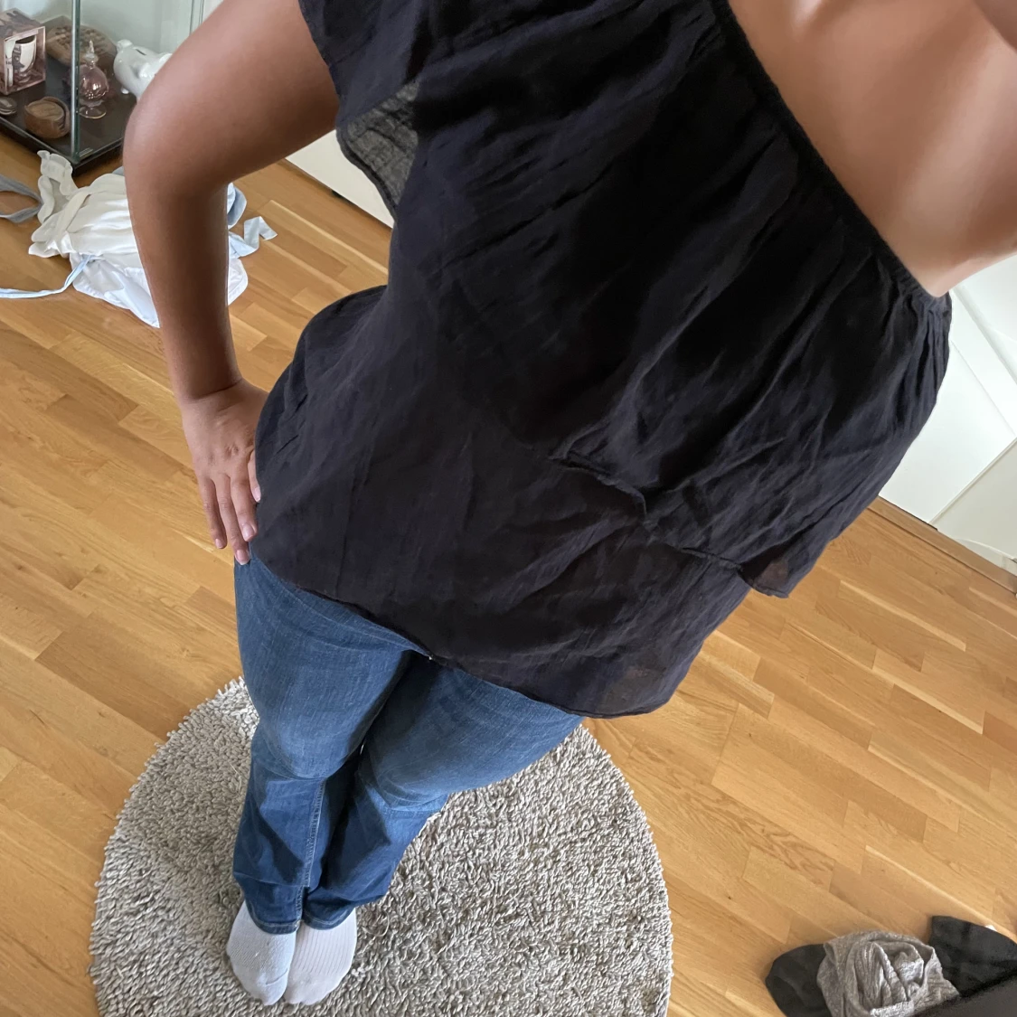 One shoulder linne top - 90