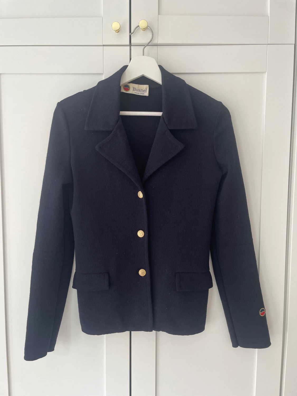 Busnel cardigan XS/S Marinblå, Adoore stickad naturvit klänning M