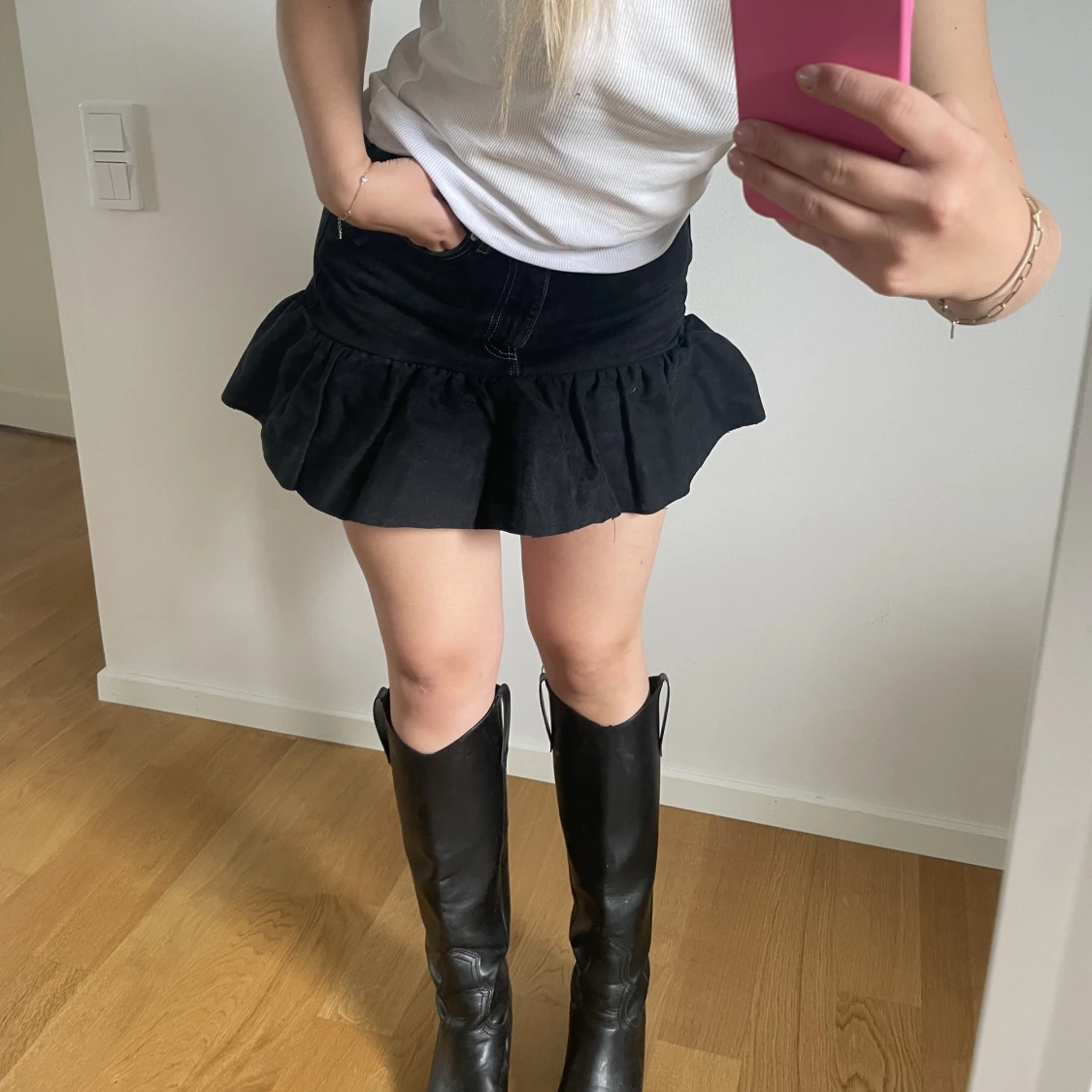 Jeanskjol med volang  - 90