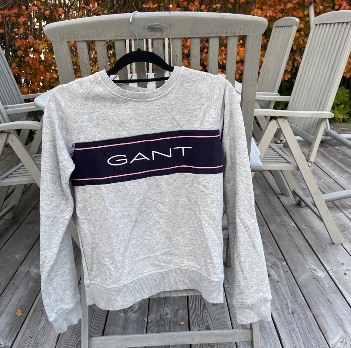 Grå Gant sweatshirt med mörkblått tryck
