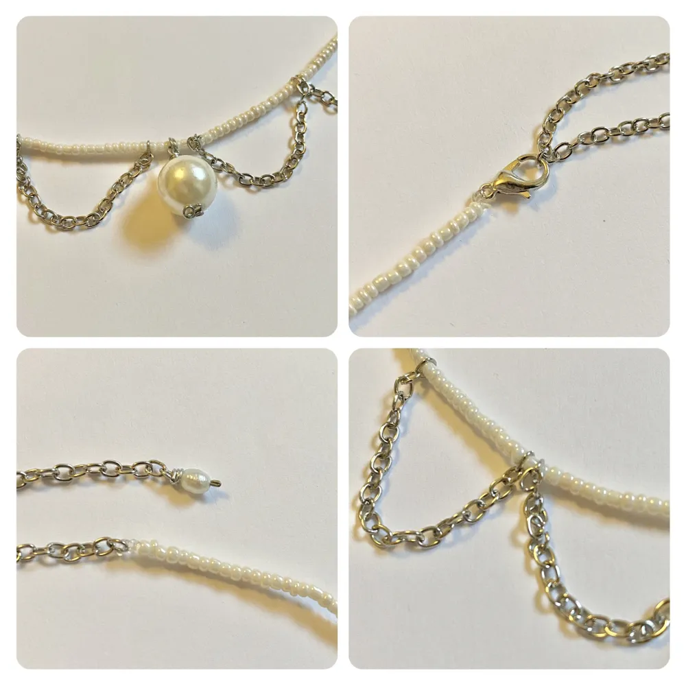 Ett super fint halsband med pärla och kedjor 😊 -handgjort och oanvänt- . Accessoarer.