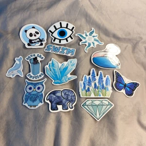 Blåa klistermärken 15 pack  - Blåa klistermärken 15 pack funkar att sätta på möbler, datorer, teckningar, mobilskal eller något annat du känner för. Bra kvalitet och finfina motiv på.