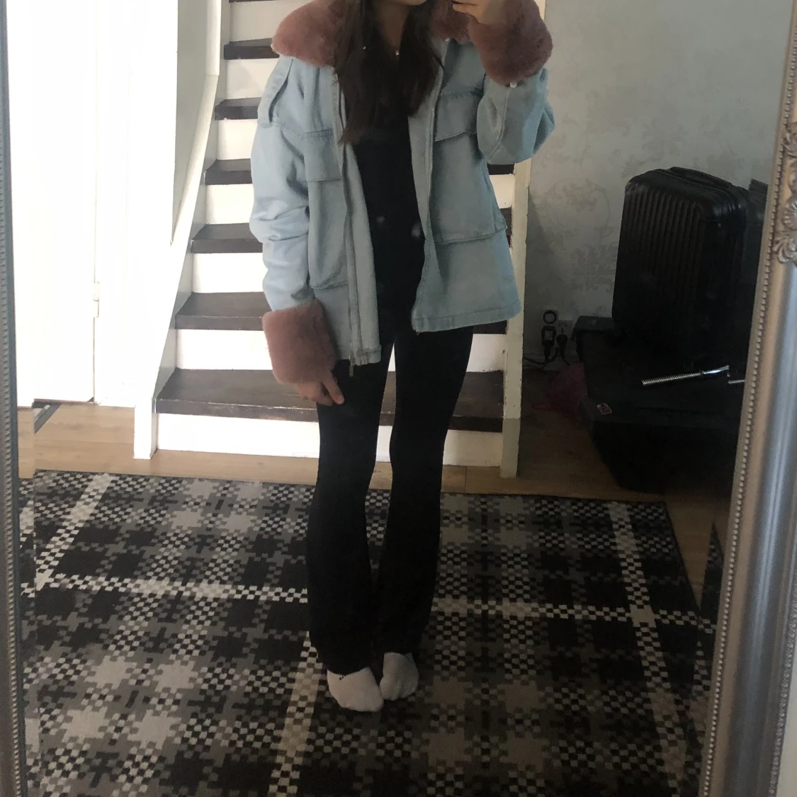 Jeans jacka med päls - 90