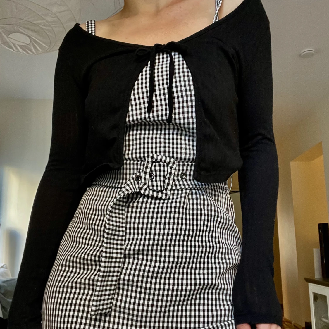 Kort rutig klänning - 90