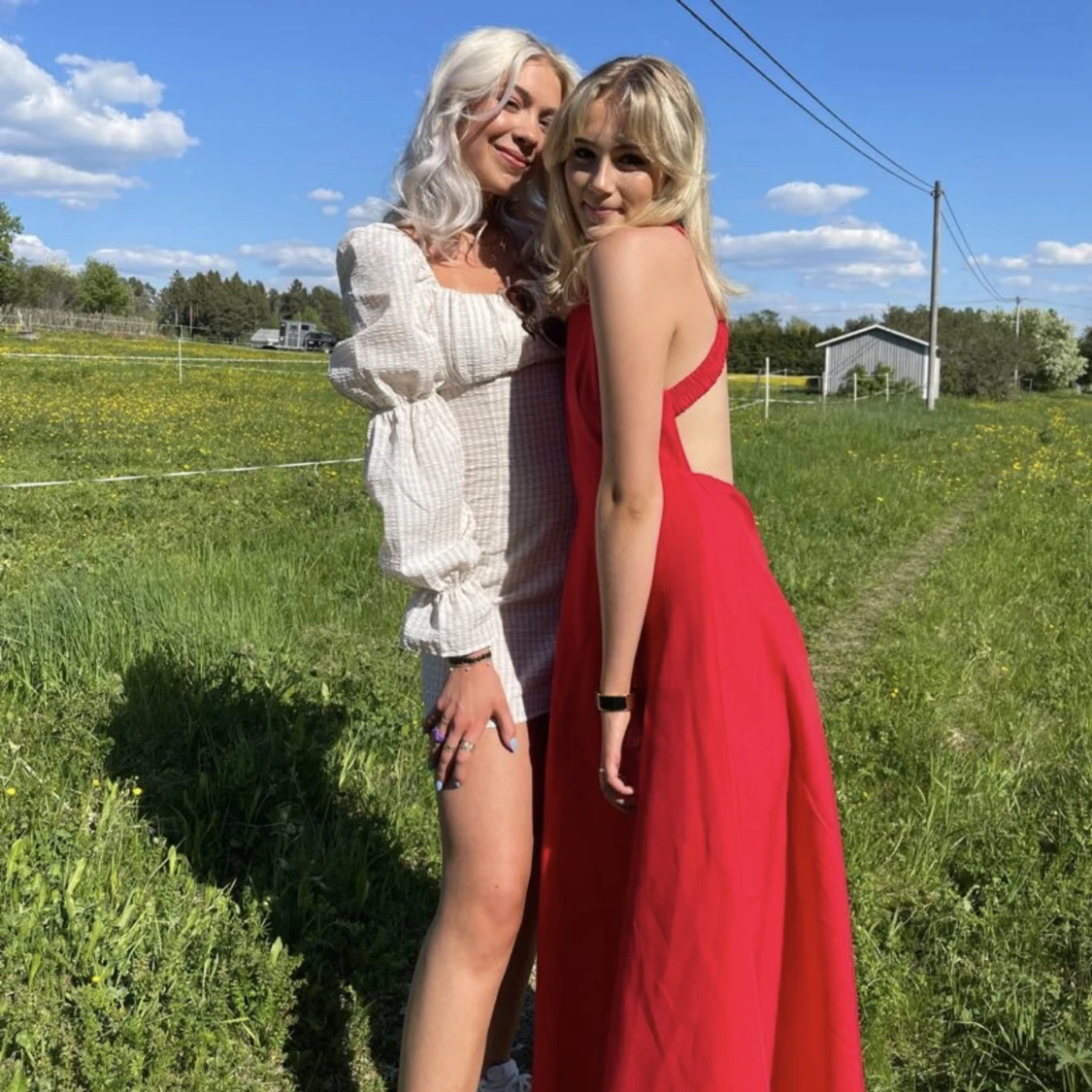 Röd klänning i linne - 91