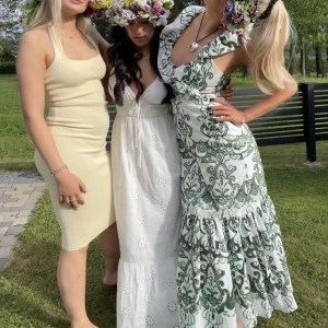 Broderad zara klänning - Säljer denna slutsålda klänningen från zara köptes för typ 1300kr tror jag eller om det var 1600kr. Säljer billigt då dragkedjan är sönder. Men går absolut att laga! Jag säljer då jag inte orkar laga den hehe 💕💕