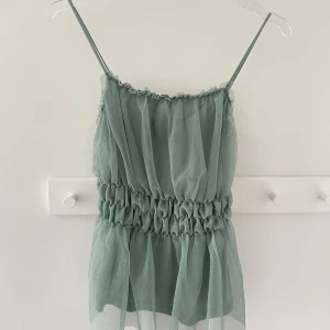 Grön tylltopp  - En grön/turkos tylltopp ifrån H&M! Den är i väldigt bra skick och strl XS men passar även S😌obs bilderna är lånade!