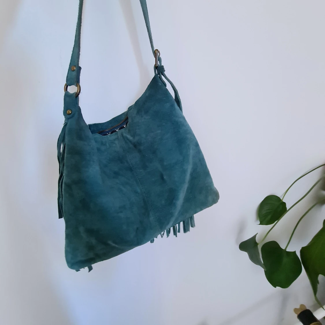 Läderväska med fransar - 90