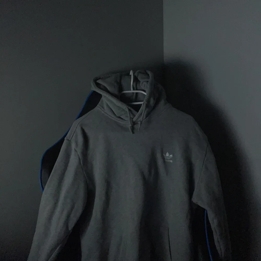 En jättefin grå adidas hoodie, använt ett fåtal gånger, sparsamt använd. Kom gärna med prisförslag.. Hoodies.