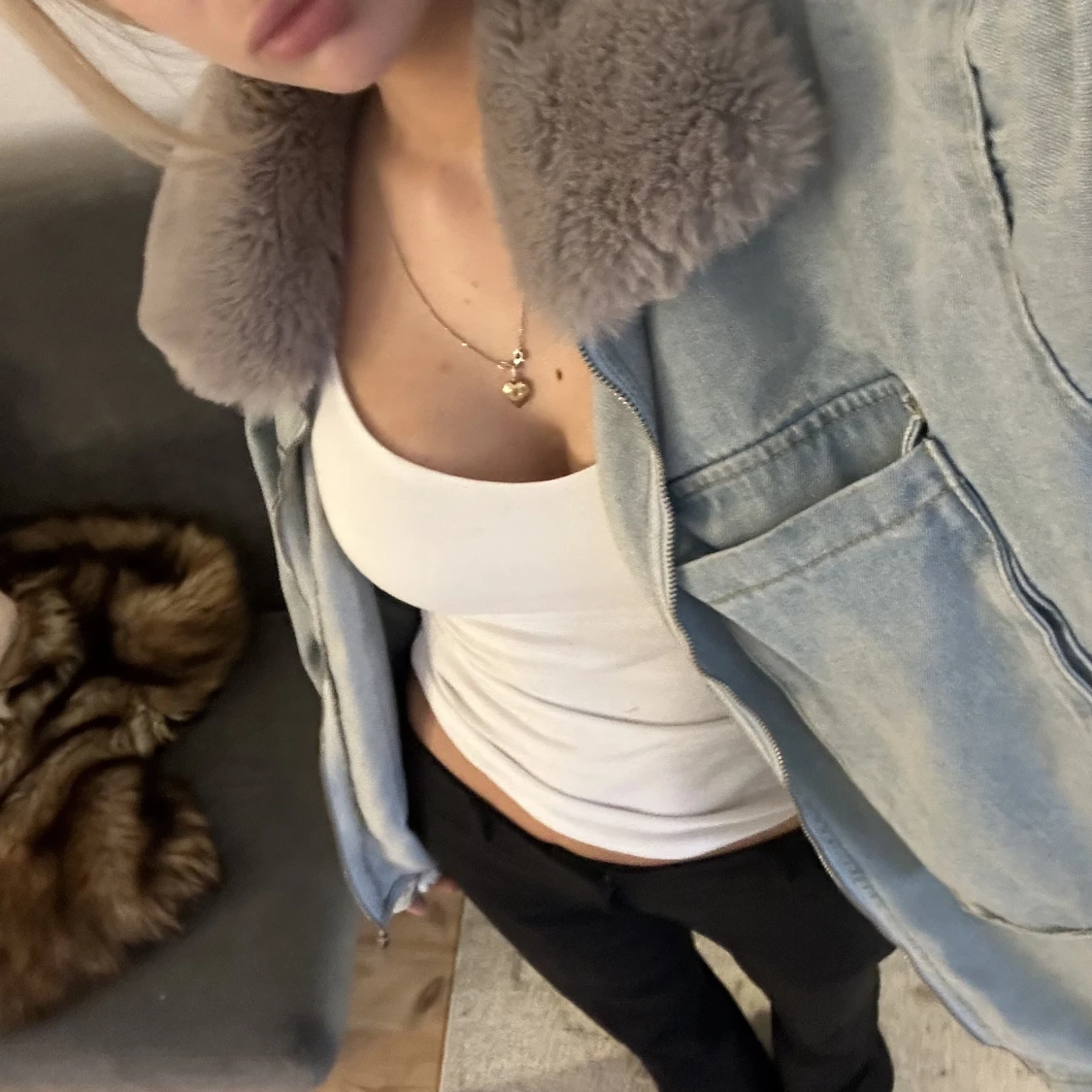 Jeansjacka med päls - 90