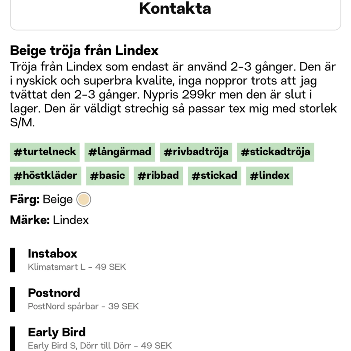 Beige tröja från LINDEX i nyskick!  - 91